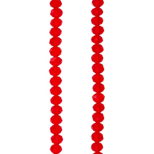 12 Pack: Ruby Faceted Glass Rondelle Beads, 6mm by Bead Landing™